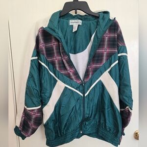 Vintage Windbreaker Jacket And Pant with Plaid Accents